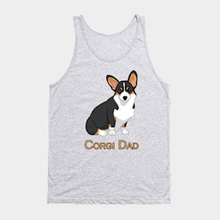 Cute Black Tricolor Pembroke Corgi Dog Dad Tank Top